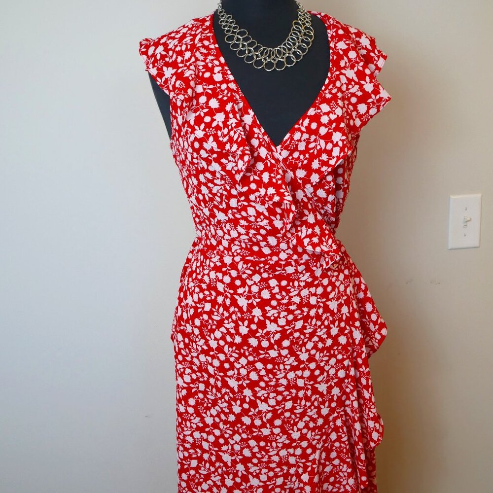 Max Studio Red & White Wrap Dress